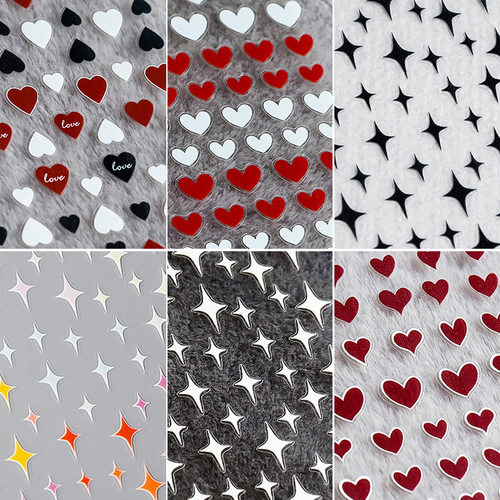 新款 TENSOR日系5D薄韧星星指甲贴纸pro磨砂薄透浮雕可爱心美甲贴