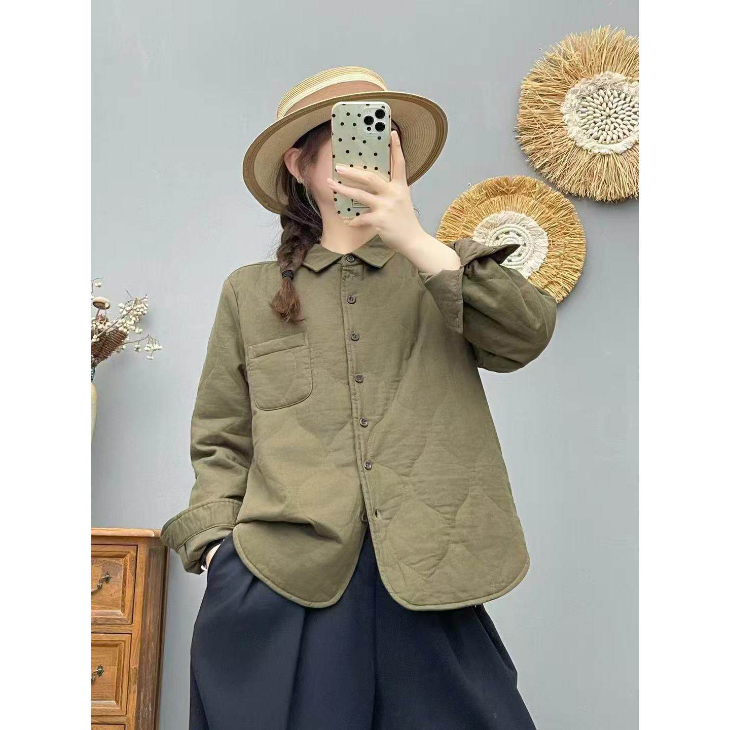 2026新款夹棉衬衫女加棉加厚保暖压线棉衣宽松慵懒风衬衫上衣棉服
