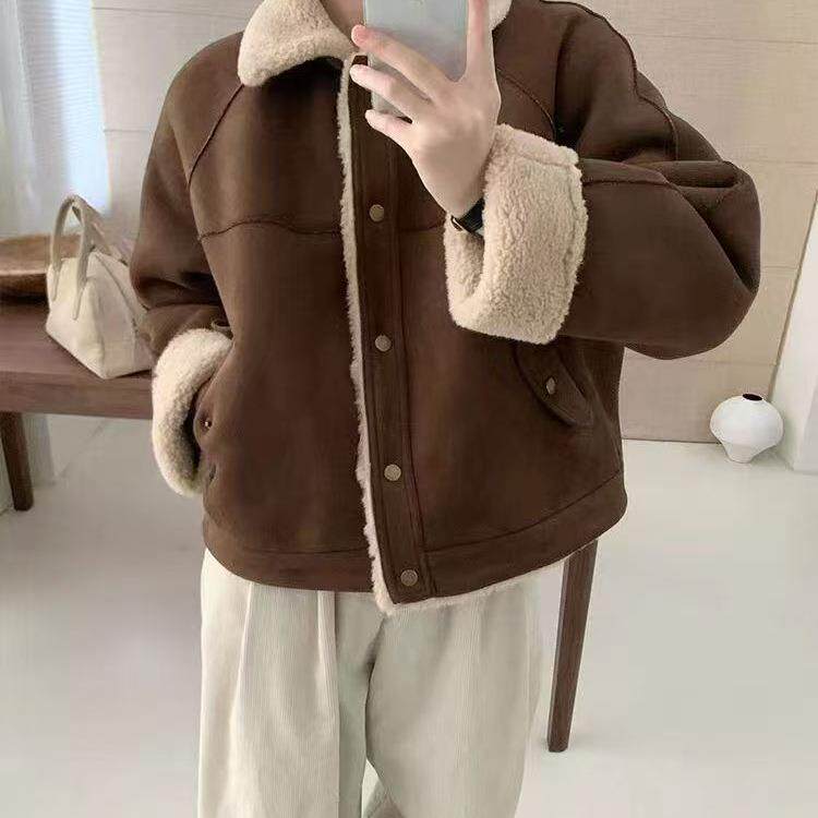 2026年秋冬外套机车服女皮毛一体羊羔毛外套休闲韩版加厚保暖外套