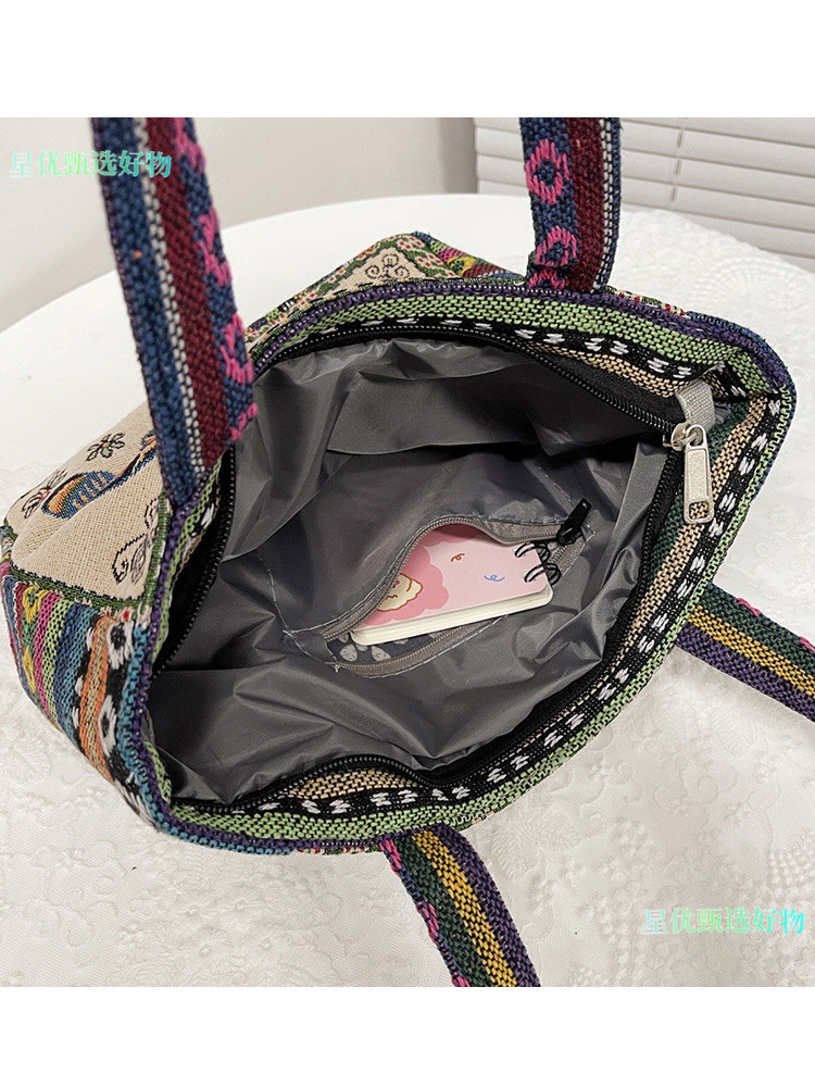 대용량 캔버스 가방 여성 2024 새로운 핸드백 외출 자수 내구성과 강한 작업 핸드백 여성 가방