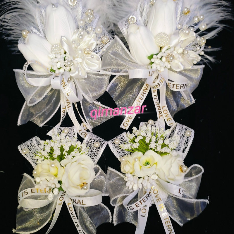 巨闪锻面珍珠新娘胸花新郎手腕花新款胸花结婚套装胸花新疆婚礼