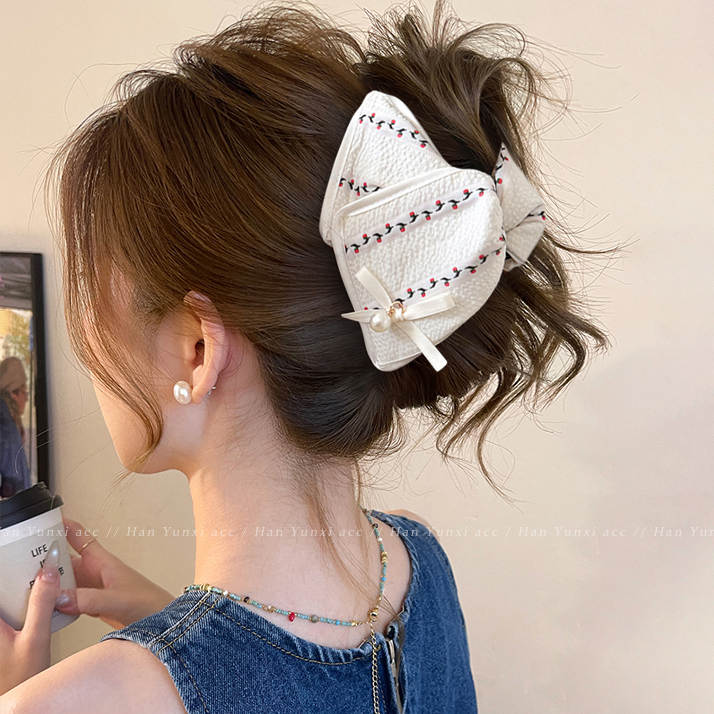 法式条纹苞型三角形抓夹