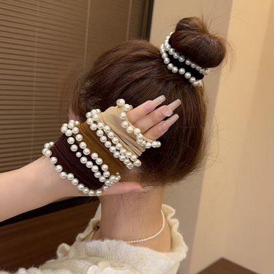 高弹力无接缝面膜珍珠发圈女