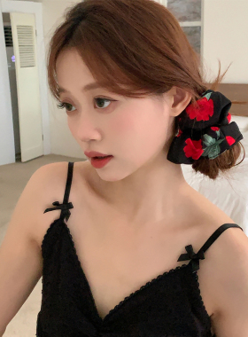 明星同款玫瑰花大肠发圈女