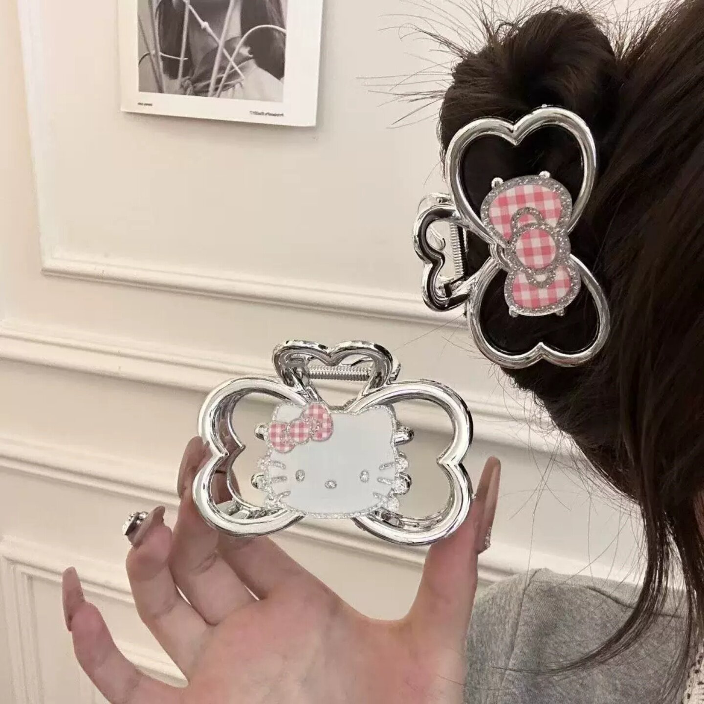 可爱卡通抓夹女少女心蝴蝶结鲨鱼夹甜美后脑勺盘发夹网红新款头饰