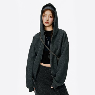 外套女装冬灰色连帽卫衣