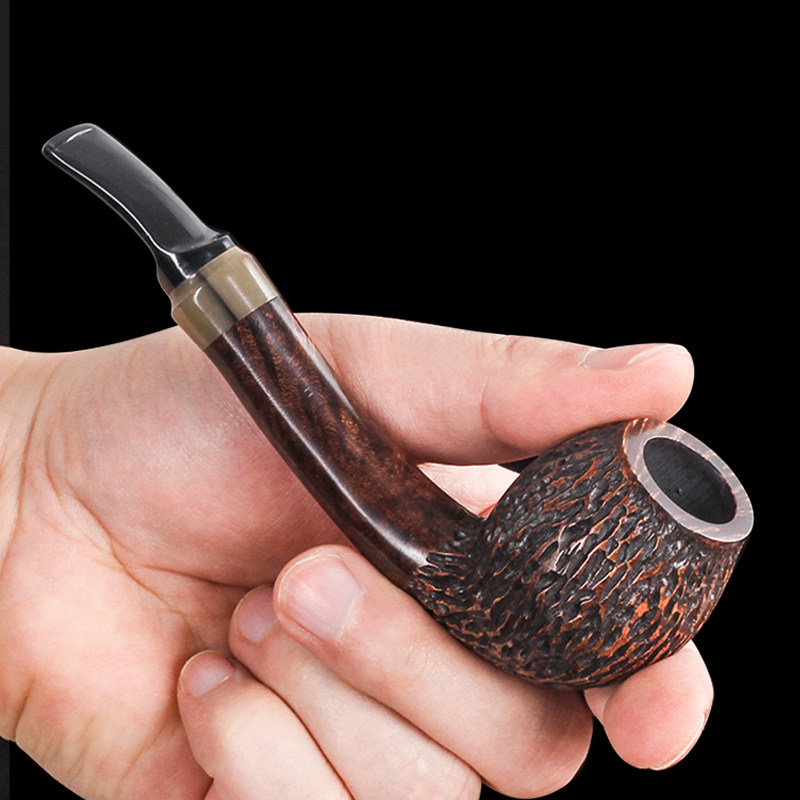 石楠木手工雕刻可拆9mm烟斗