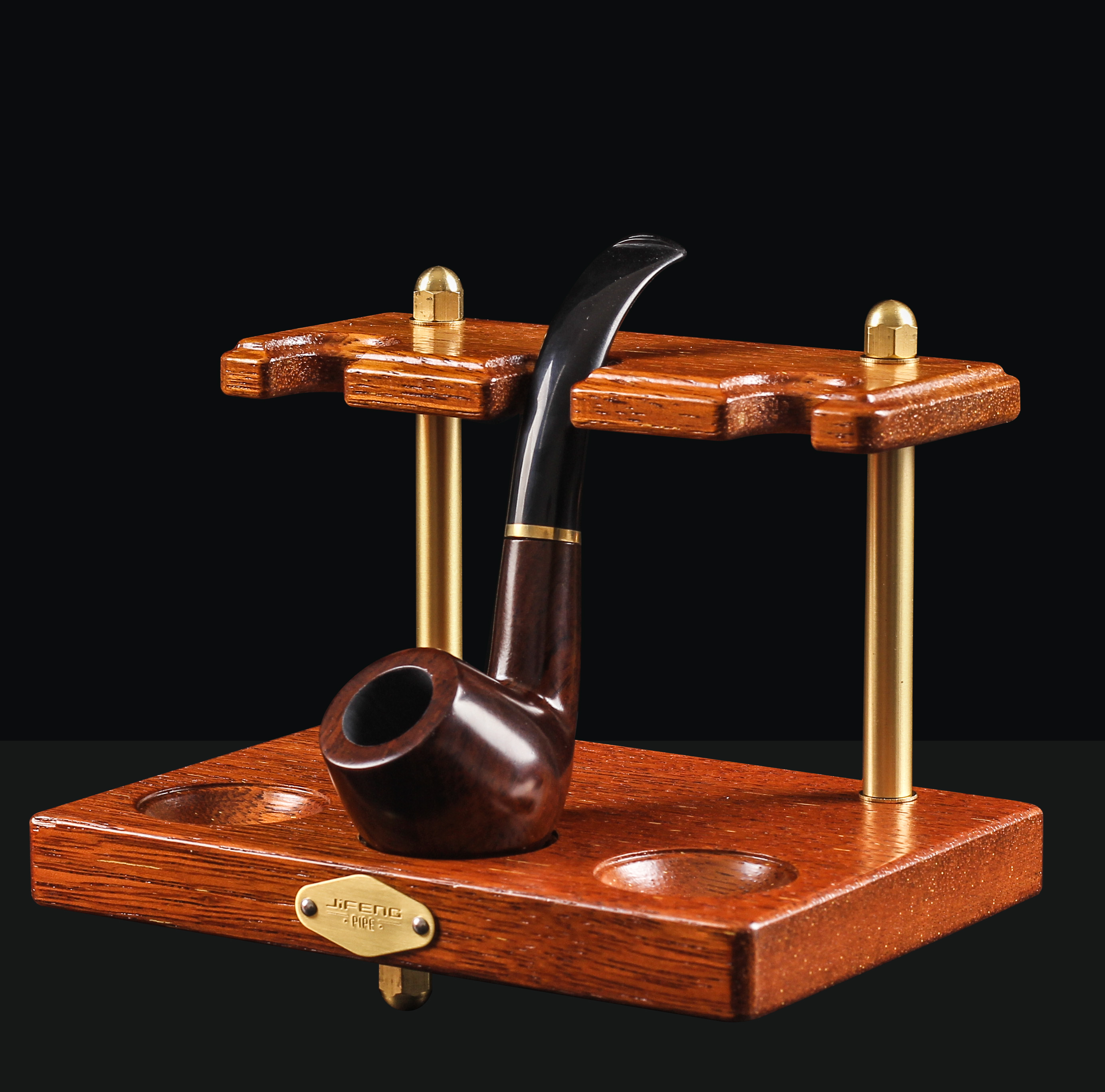 简约时尚烟斗架子菠萝格木铜