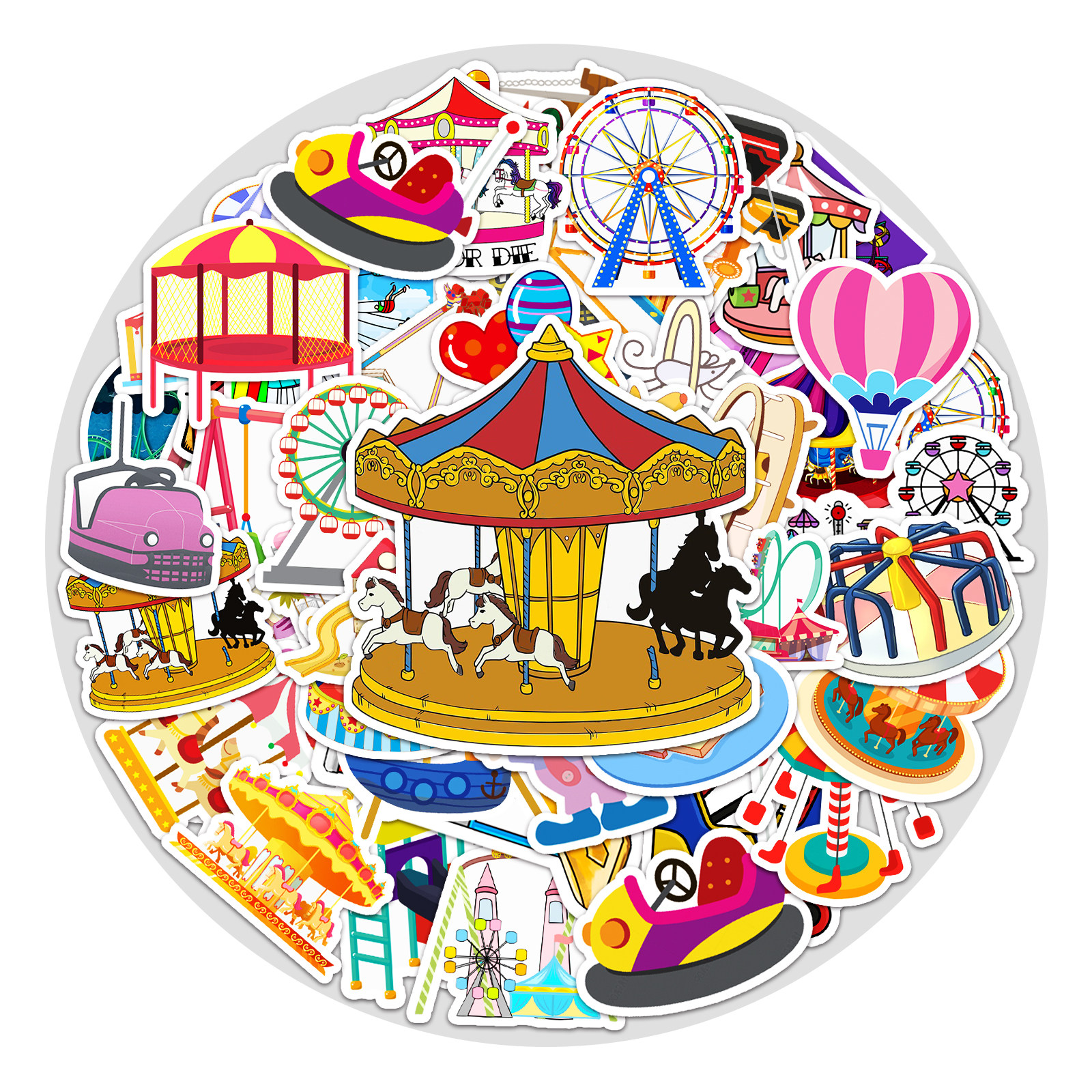 100张游乐场贴纸卡通防水涂鸦旅行箱滑板车电脑平板创意装饰贴画