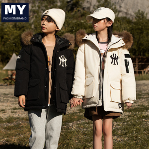 MY正品2024冬季新款情侣羽绒服短款大毛领男女同款长款外套加厚