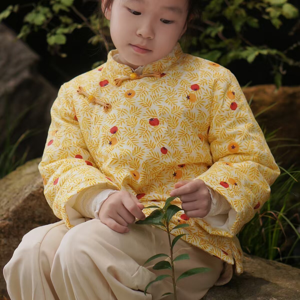 毛小姐 冬季男女童拜年服棉衣汉服 柿柿如意 国风节庆厚实舒适