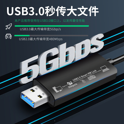 usb对拷线电脑数据传输线互拷两台连接联机资料共享鼠标键盘3.0快