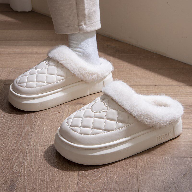 2024新款棉拖鞋女款包跟秋冬季防水家居室内厚底踩屎感毛绒棉拖男