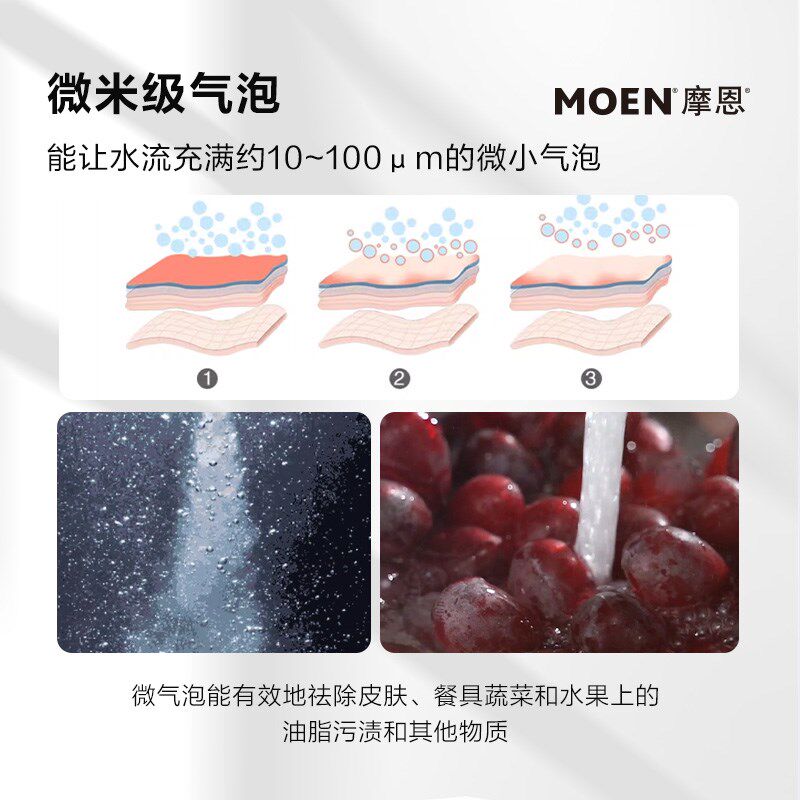 MOEN摩恩微气泡起泡器水嘴卫生间龙头起泡器720万向延伸防溅嘴