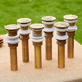 仿古加长螺纹下水器加厚台面超长排水大理石石头盆砖砌洗手池下水