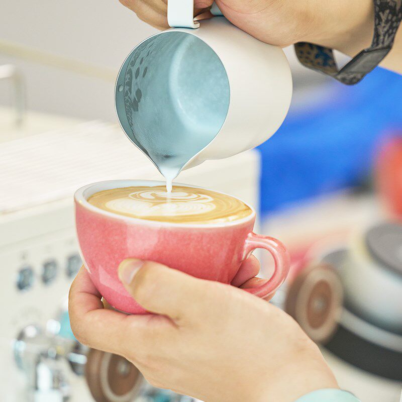 精选WPM惠家拉花缸咖啡拉花杯304不锈钢打奶泡杯斜口压纹奶缸#7尖