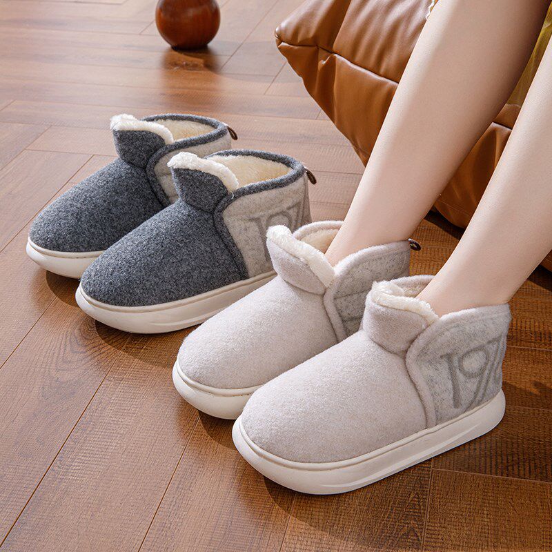 厚底棉拖鞋男款秋冬季外穿2024新款家居毛绒保暖包跟情侣棉鞋男士