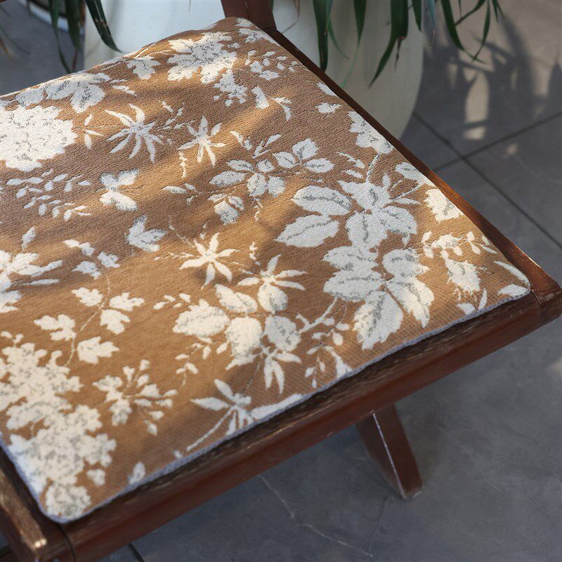 复古田园风软坐垫四季通用餐桌客厅防滑坐垫提花工艺高级感椅子垫