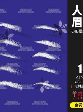 10个人物角色眉毛C4D模型OBJ FBX格式3D素材无材质贴图C1042