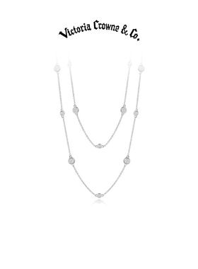 Victoria Crowne英伦王朝  满天星莫桑项链锁骨链毛衣链生日礼物