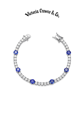 Victoria Crowne英伦王朝 蓝宝石满钻网球手链轻奢高级生日礼物