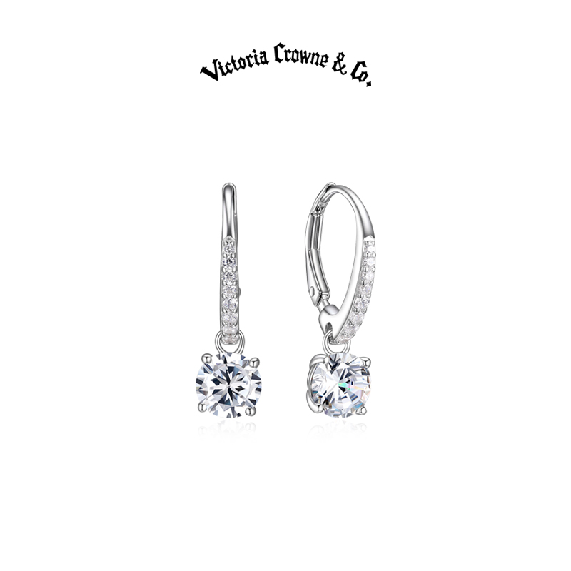 Victoria Crowne英伦王朝 新款闪耀纯银水滴耳环简约高级百搭耳饰