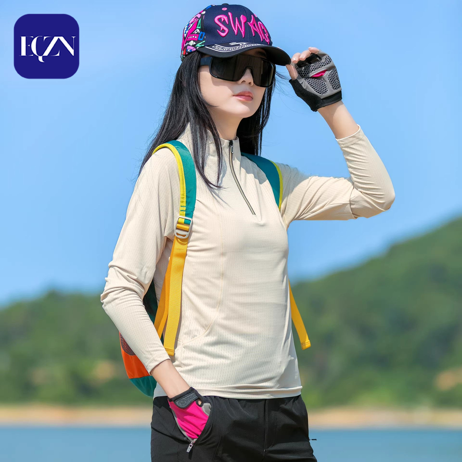 薄款速干T恤女春夏防晒修身弹力透气长袖健身衣跑步运动快干衣