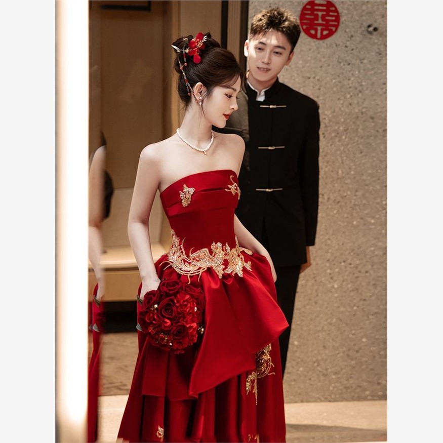 敬酒服新娘2025新款红色新中式订婚宴礼服裙女结婚高端夏季高级感