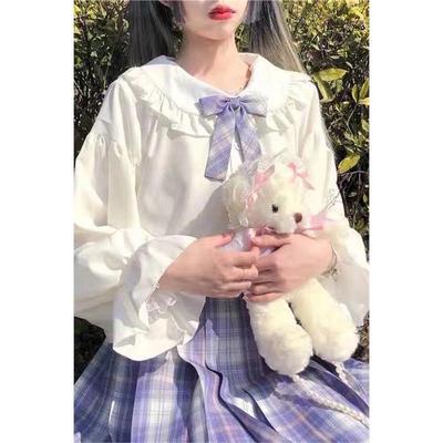 日系甜美娃娃领百搭长袖衬衣女学生jk制服白色衬衫新款lolita内搭