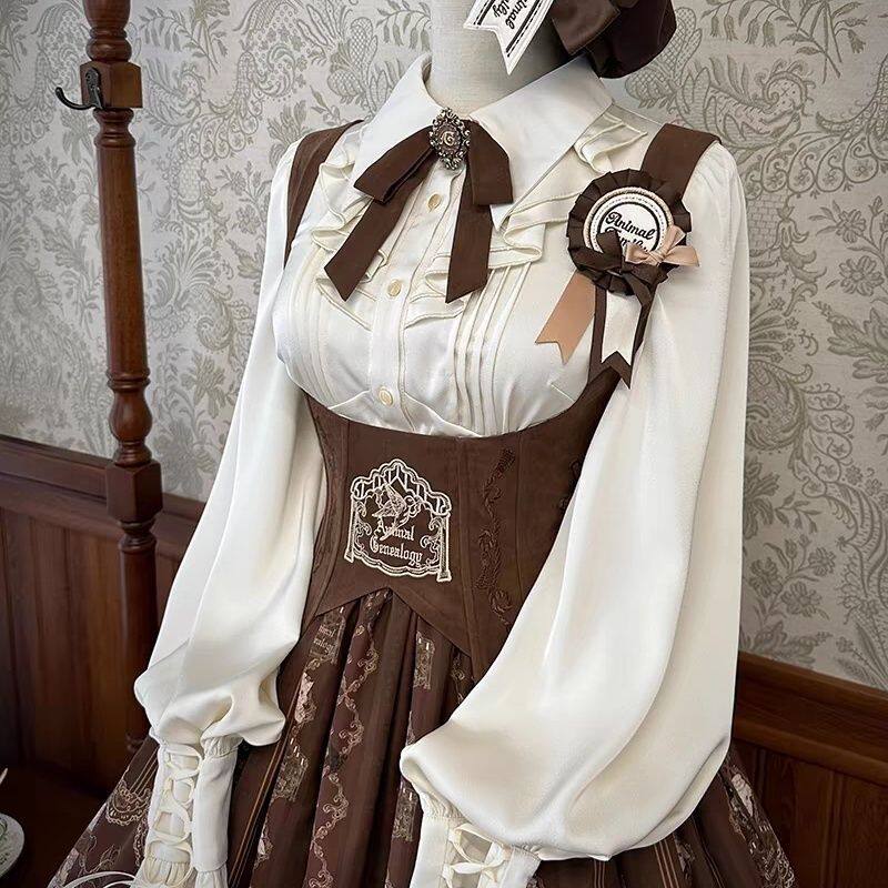 洛丽塔玩偶之家垂感绑带收腰  长袖衬衫