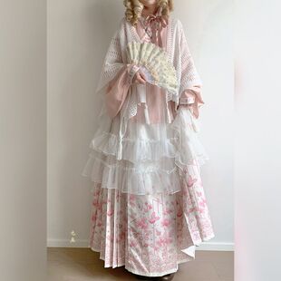 原创汉洋折衷明制汉服女交领琵琶袖马面裙洛丽塔罩裙套装