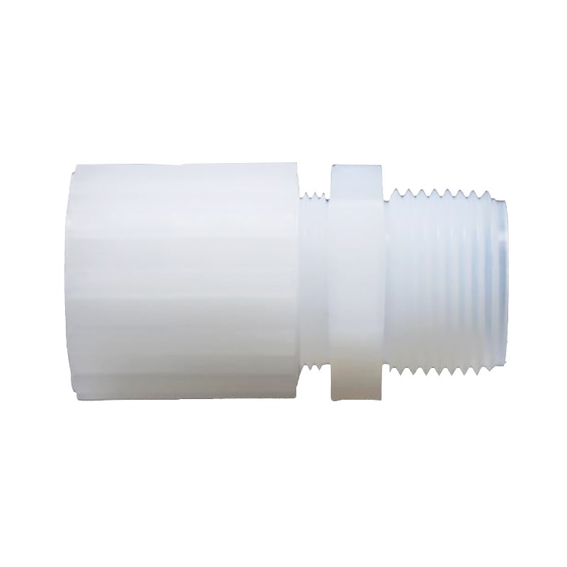 pfa扩口接头npt外牙螺纹直通管耐酸碱耐高温外丝直接6分转4分快接