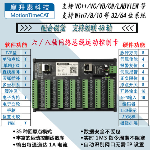 EtherCAT总线运动控制卡2轴4轴6轴8轴四轴光源控制器Delta蜘蛛手