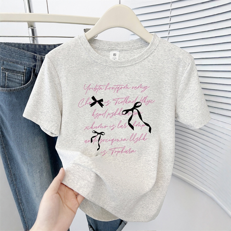 字母印花正肩短袖T恤女设计感韩系百搭显瘦圆领夏季新款上衣ins潮