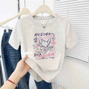 显瘦洋气圆领短款 2025新款 正肩百搭减龄短袖 t恤女修身 上衣ins 夏季