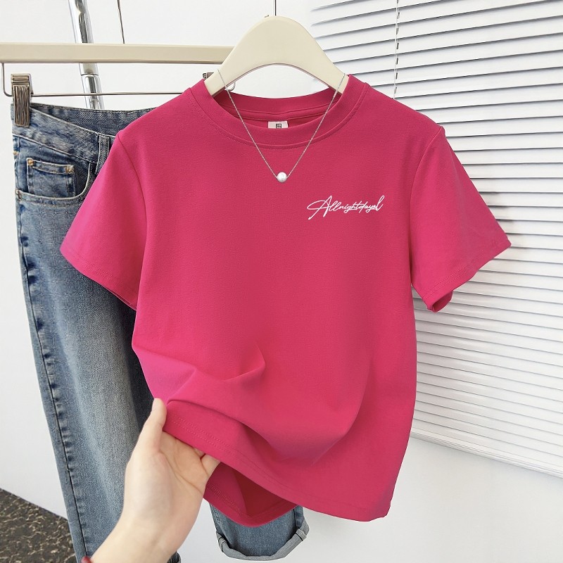 女士正肩百搭显瘦小个子短袖t恤2025新款设计感小众短款夏季上衣