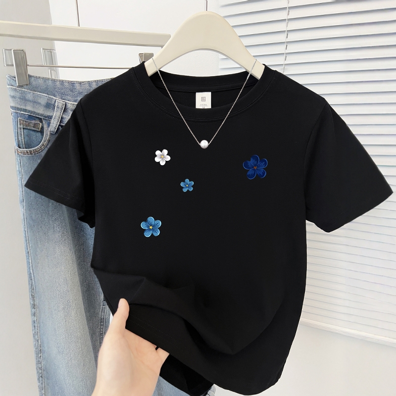 洋气百搭小个子正肩t恤女短袖2025新款夏季爆款修身显瘦减龄上衣