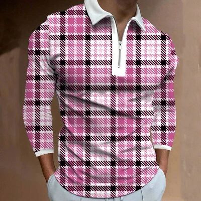 Men's Polo Shirt Golf Shirt Plaid Prints 3D Print Street Lon