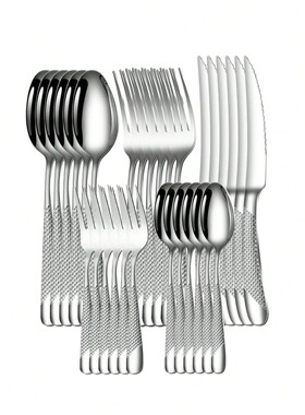 6pc/30pc Stainless steel silver high-end star diamond tablew