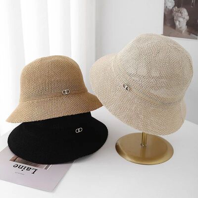 Bucket Hat Sun Protection For Women Korean Minimalist Knit F