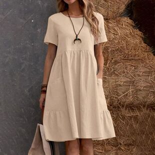For Pock Fashion 2025 Women Dresses Midi Loose New Summer