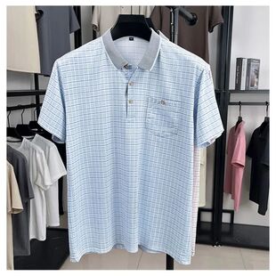Sleeve Blue Shirt Casual Polo Light Plaid Ice Men Short