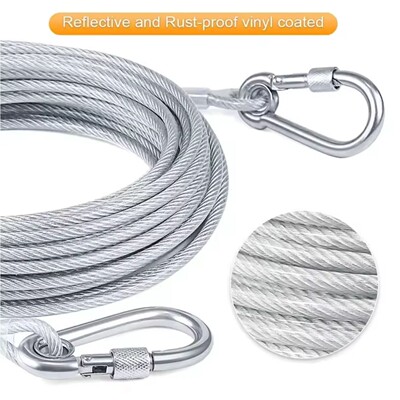 Double-headed Dog Tie Out Cable Leash ,raction rope with met