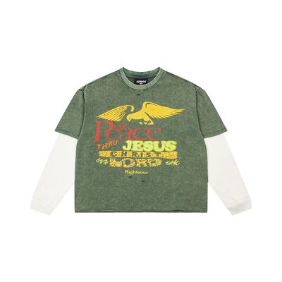 High Street Patchwork Hole Distressed Long Sleeve Tshirts fo