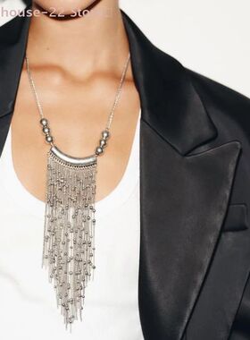 【MAX-22】Alloy Handmade Bead Necklace With Tassel Pendant E
