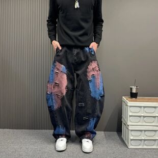 Style Graffiti Painted Casual Knife American Hole Edge Loose