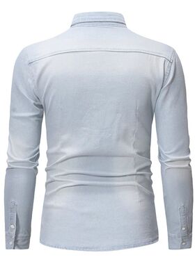 Men s Classic  Fit Long Sleeve Button Down Denim Shirt for C