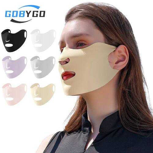 GOBYGO 1Pcs Summer Ice Silk Sunscreen Mask Breathable Thin M