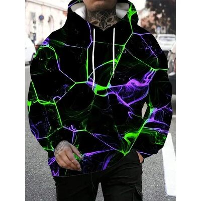 2025 New In Sweatshirts Men 3D Printed Graffiti Tie-dye Swea