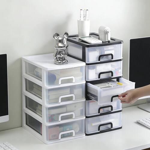 Clear Desktop Storage Box with Drawer Heightened Table Organ
